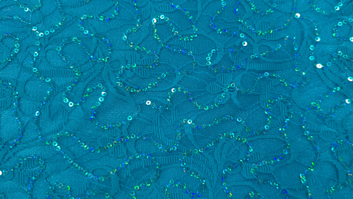 Stretch Lace Belle Sequin Teal
