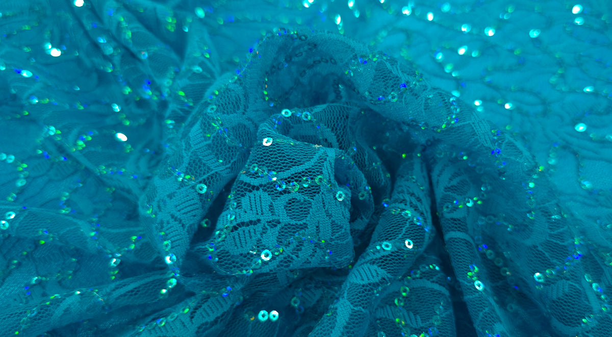 Stretch Lace Belle Sequin Teal