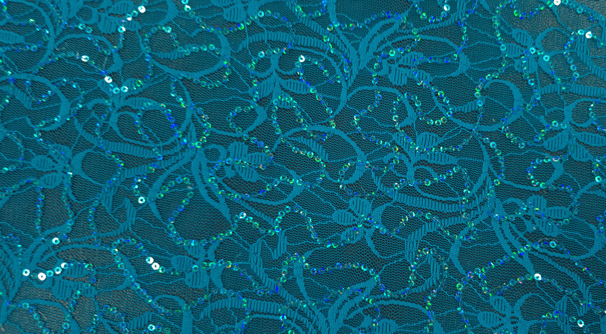 Stretch Lace Belle Sequin Teal