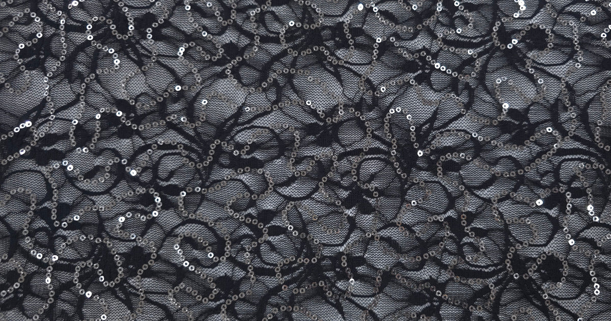 Stretch Lace Belle Sequin Black
