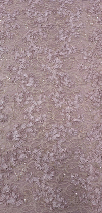 Sequinned 3D Floral Ribbon Lace Vintage Pink