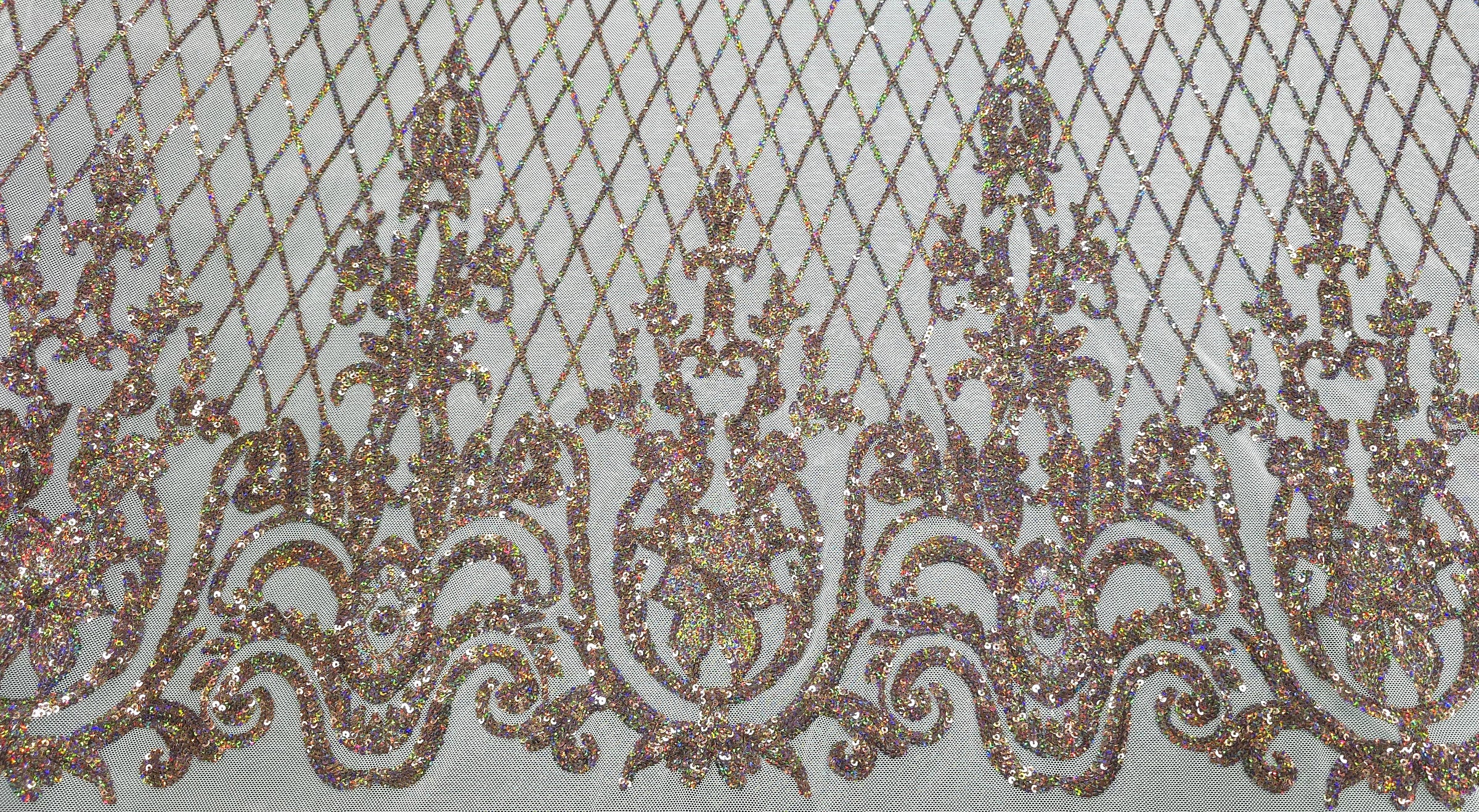 Sequinned Stretch Mesh Regal Crown
