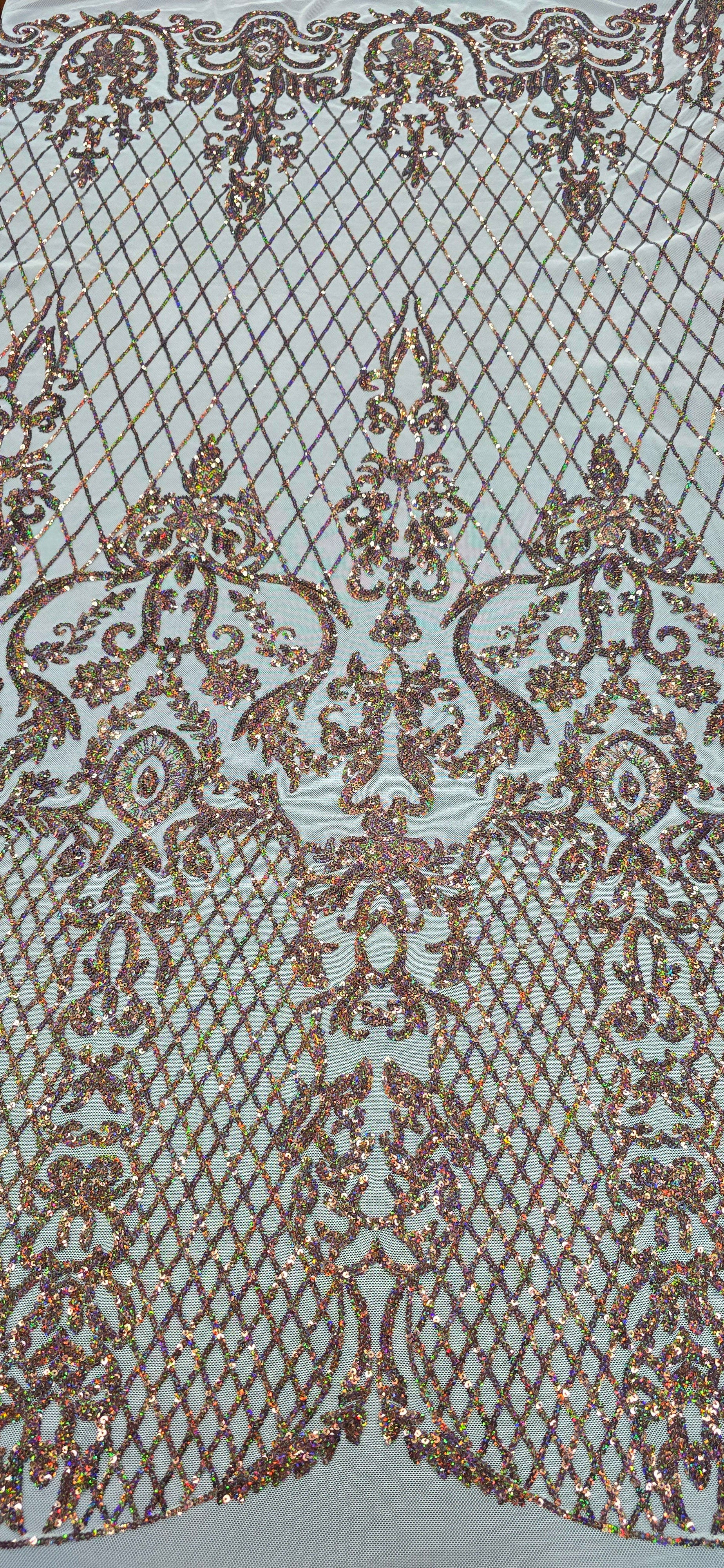 Sequinned Stretch Mesh Regal Crown