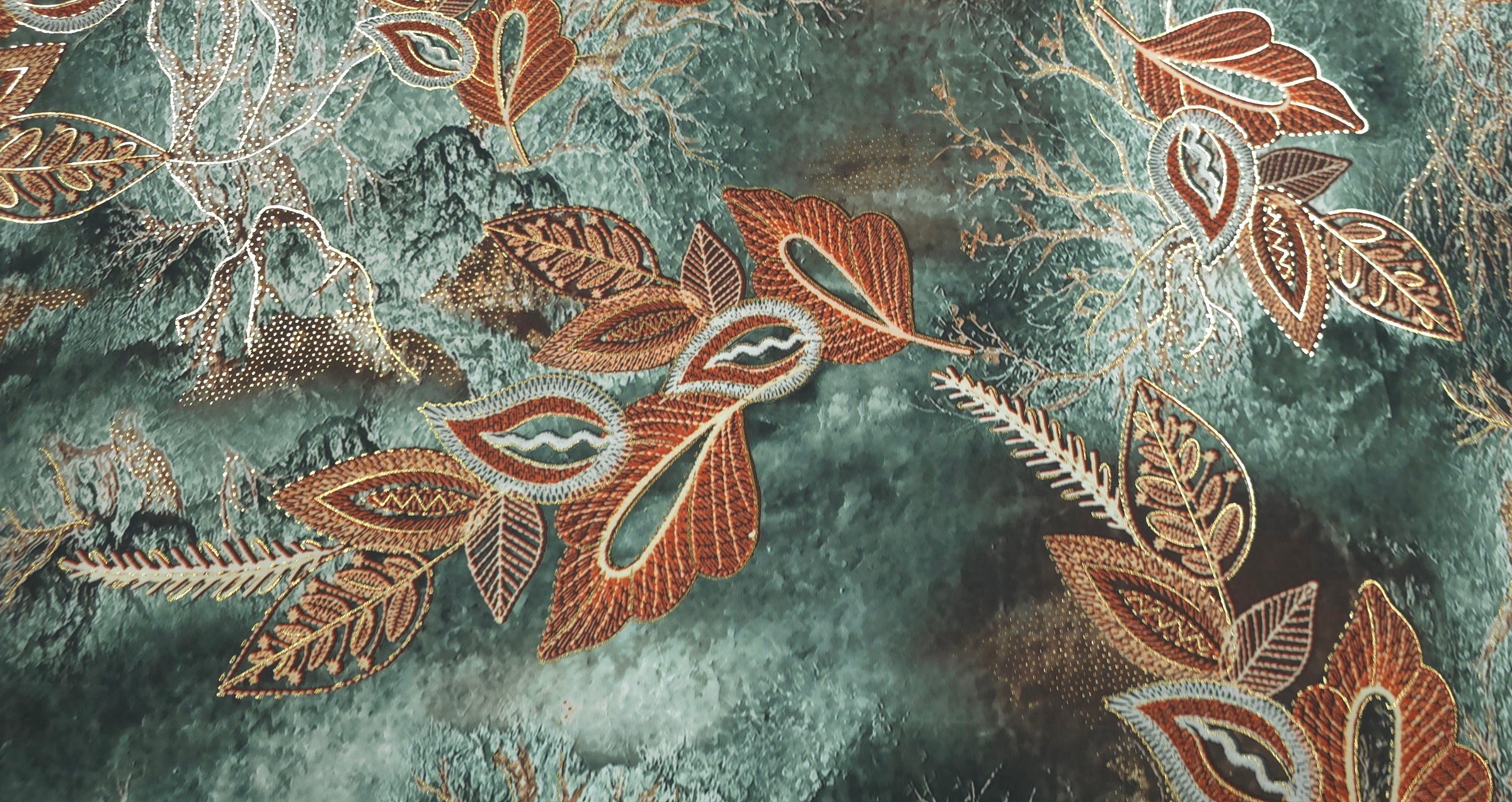 Woven Stretch Polyester Exquisite Leaves