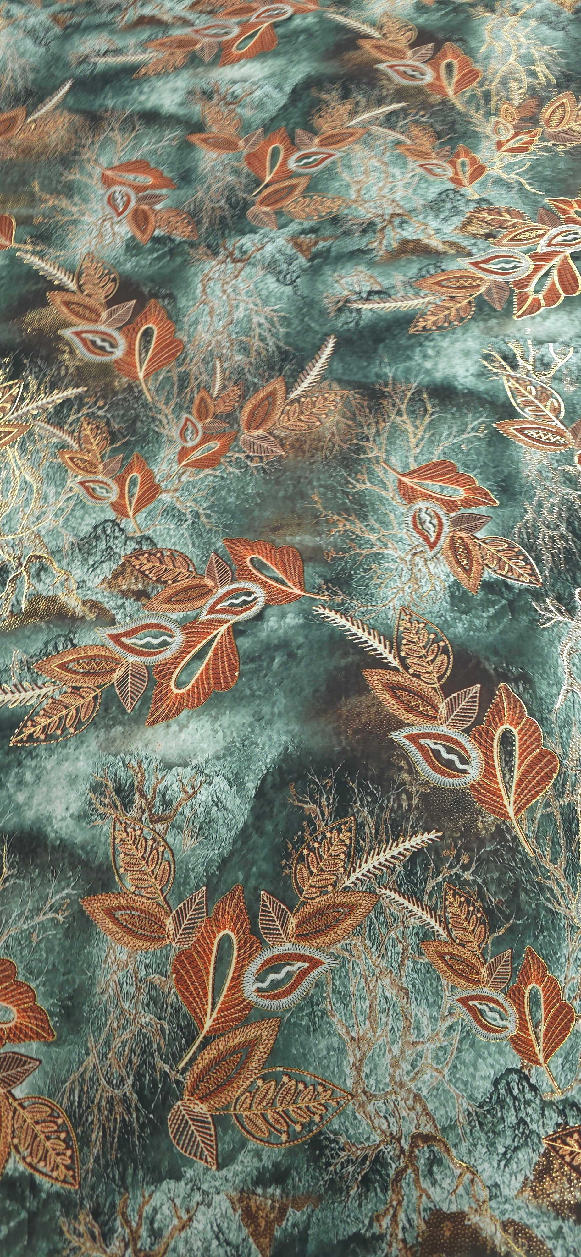 Woven Stretch Polyester Exquisite Leaves