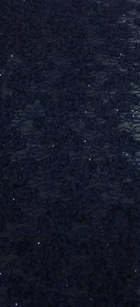 Sequinned 3D Floral Ribbon Lace Navy Blue