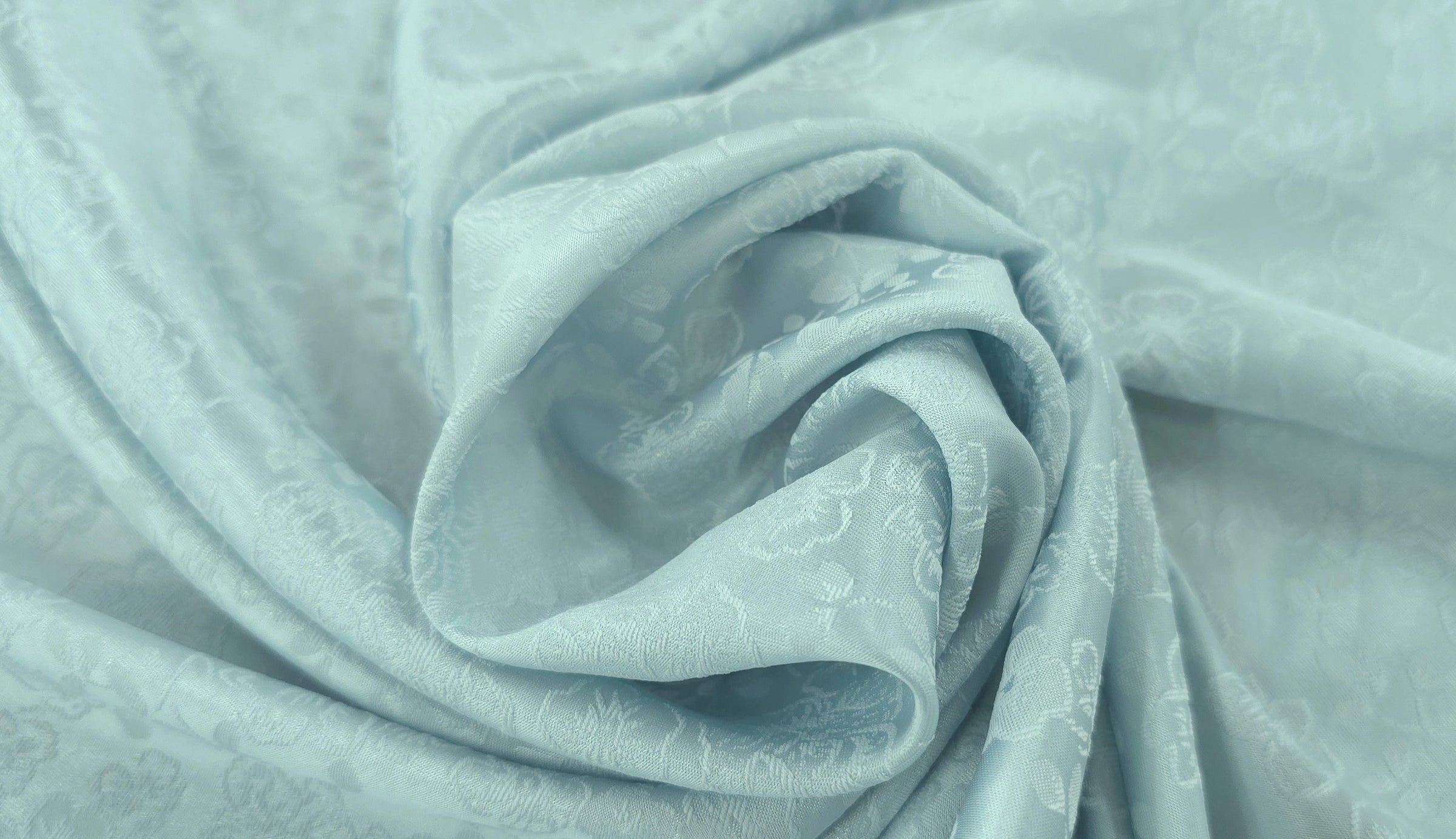 Embossed Polyester Pastel Garden Blue