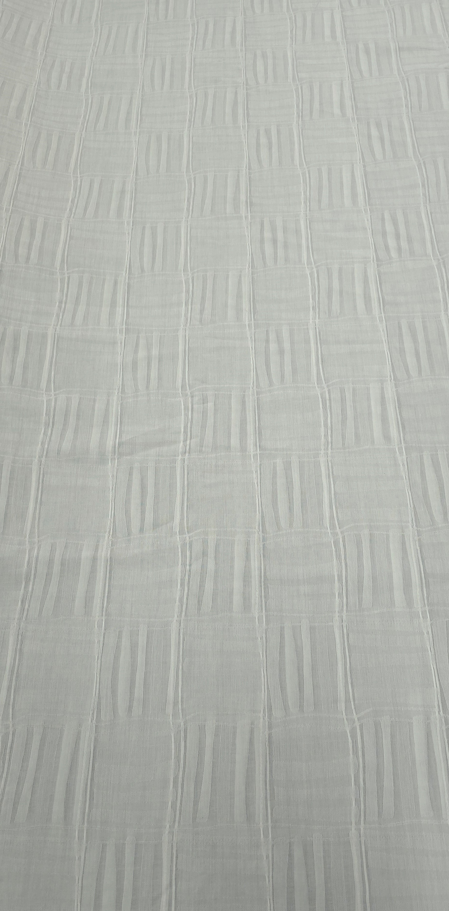 Patterned Rayon Voile Silk White