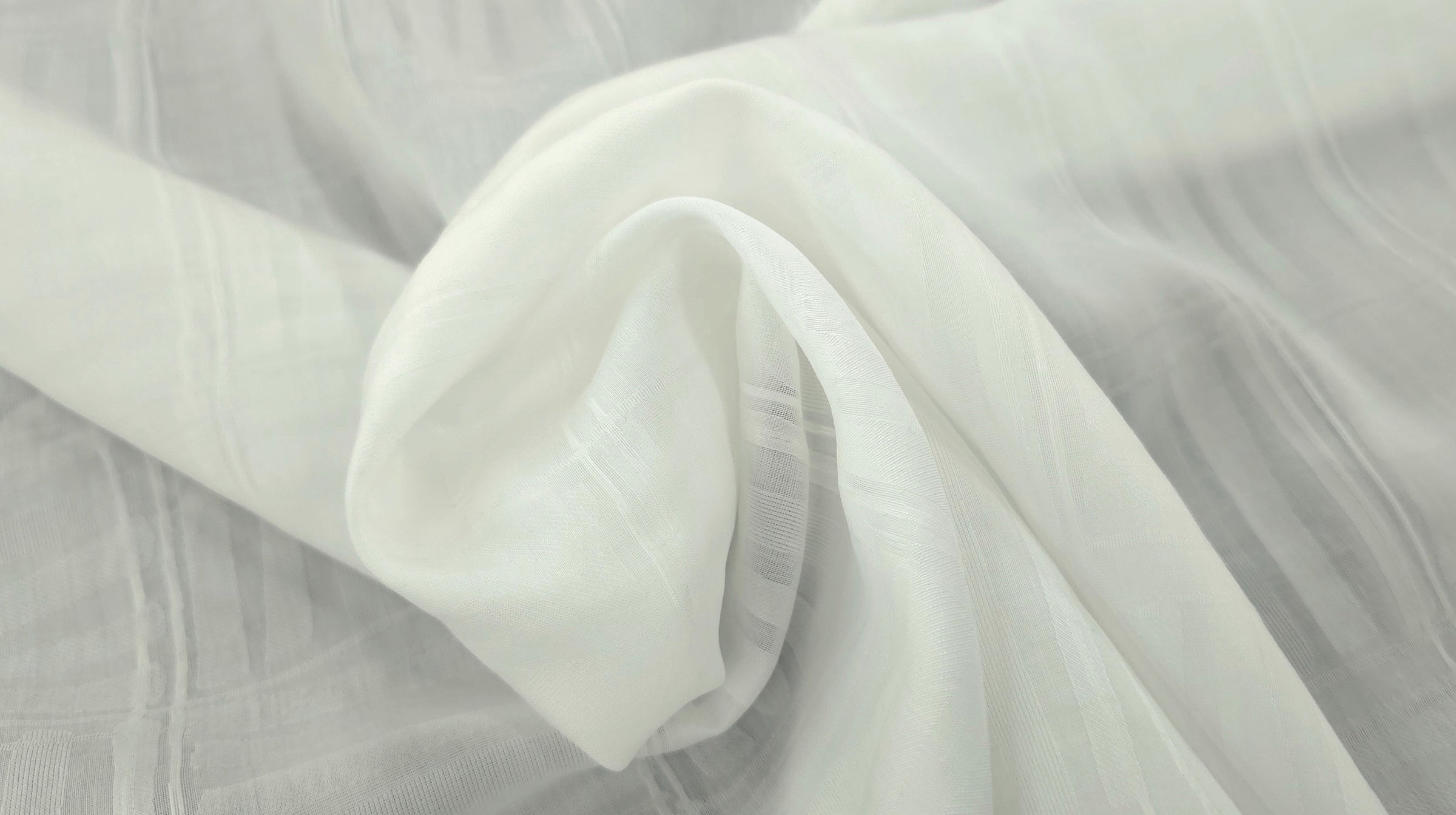 Patterned Rayon Voile Silk White