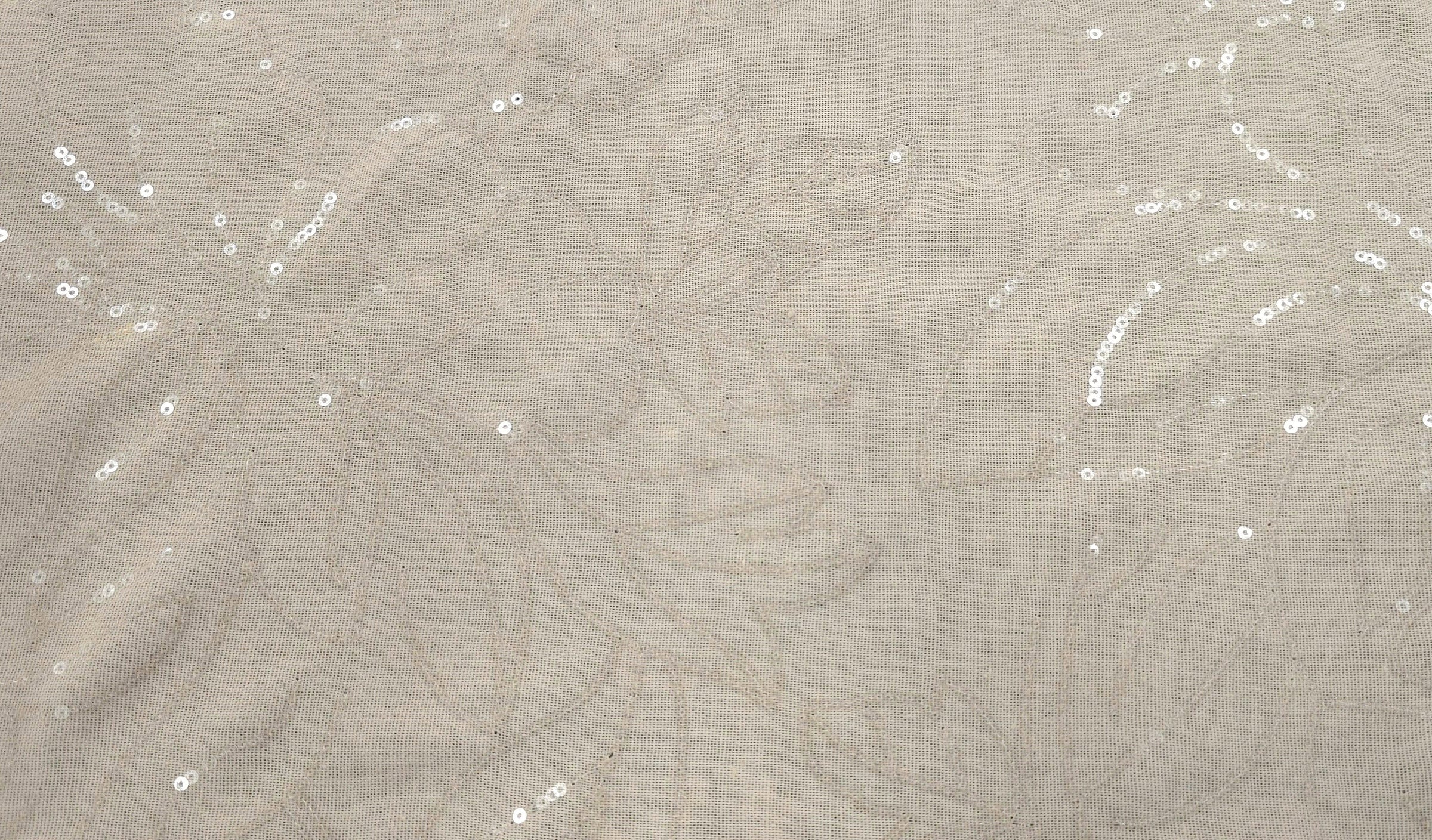 Sequinned Linen Look Polyester Beige