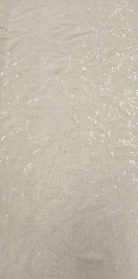 Sequinned Linen Look Polyester Beige