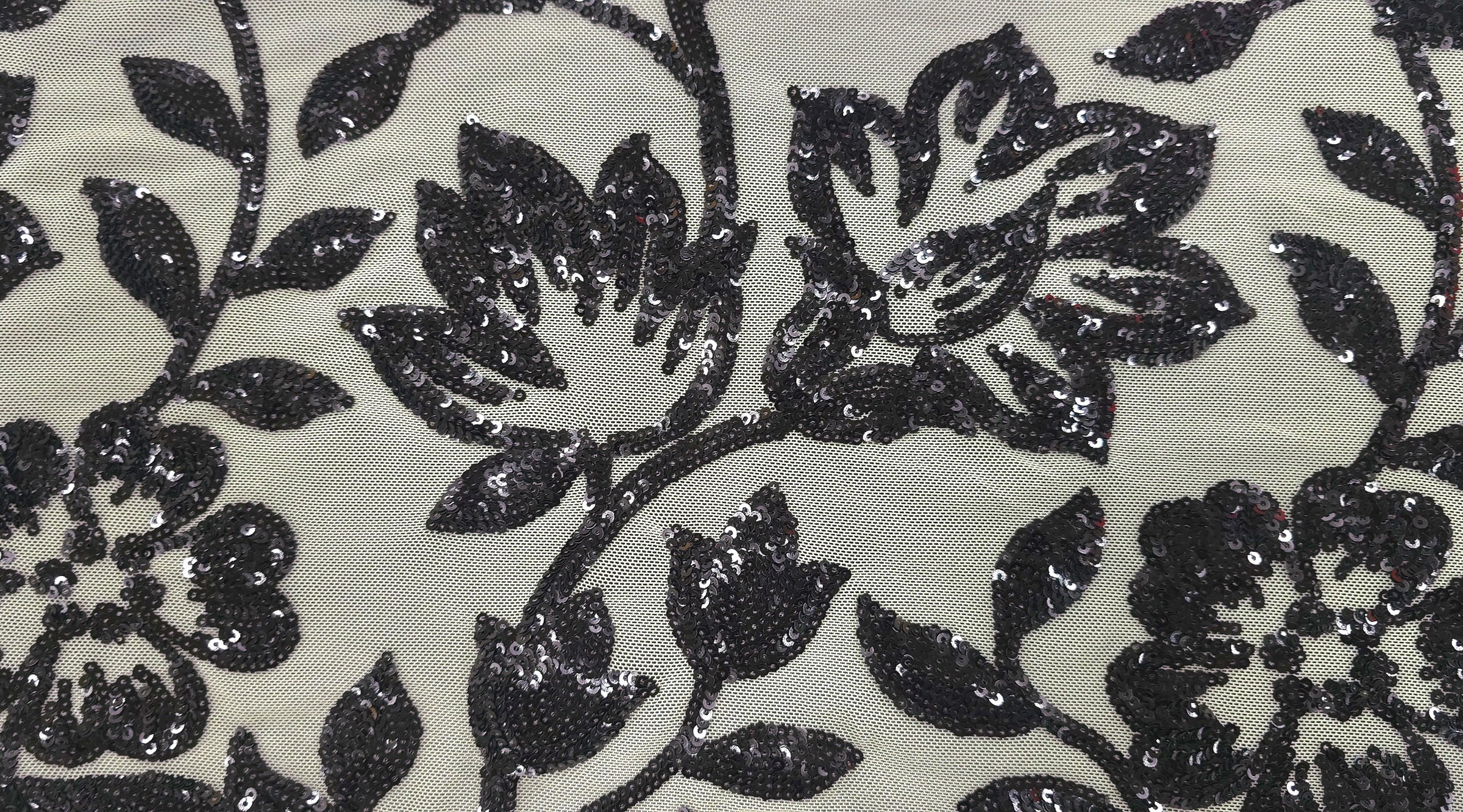 Sequinned Stretch Mesh Floral Elegance