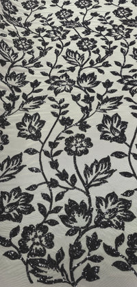 Sequinned Stretch Mesh Floral Elegance