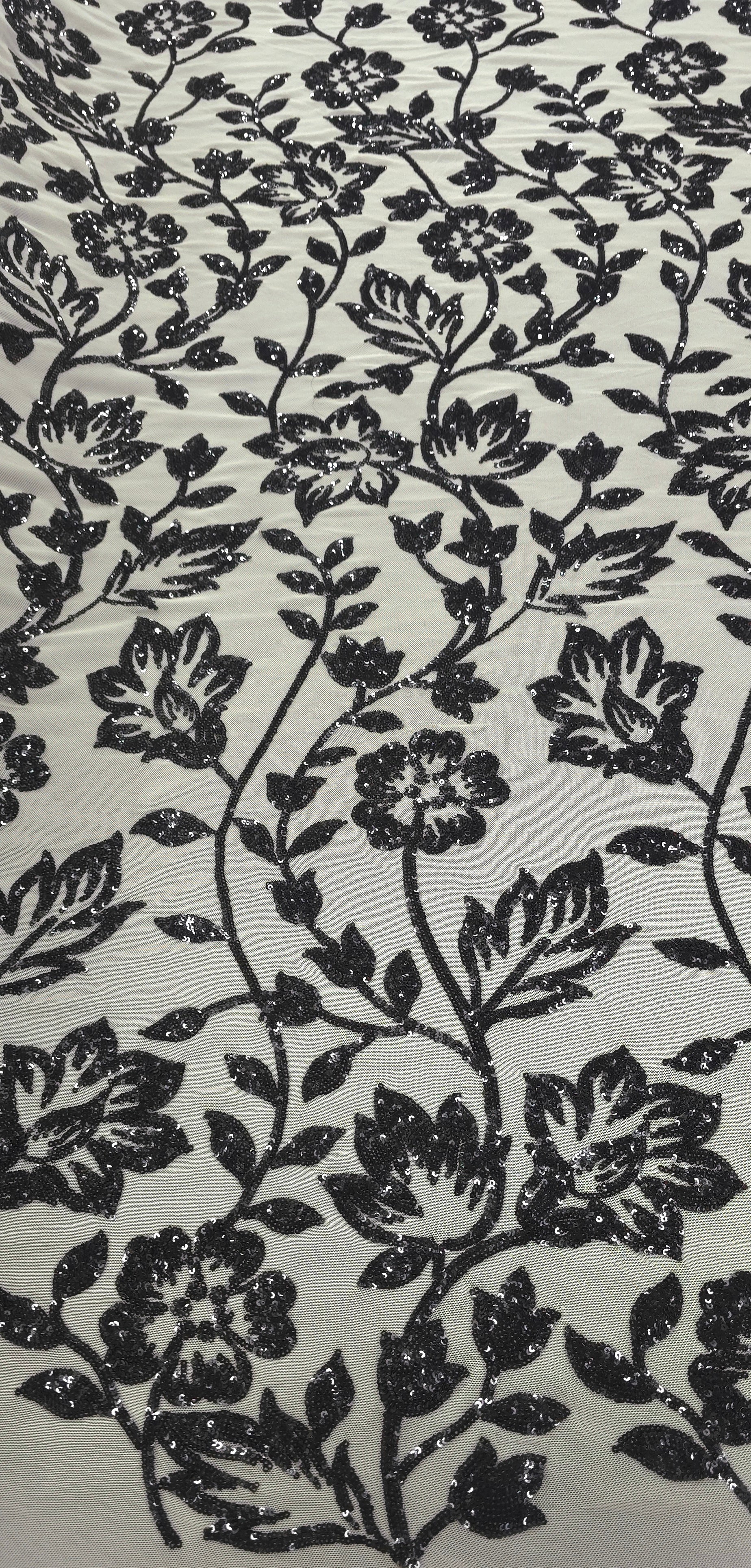 Sequinned Stretch Mesh Floral Elegance