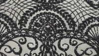 Sequinned Stretch Mesh Royal Fanfare