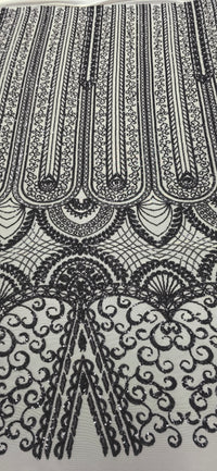 Sequinned Stretch Mesh Royal Fanfare