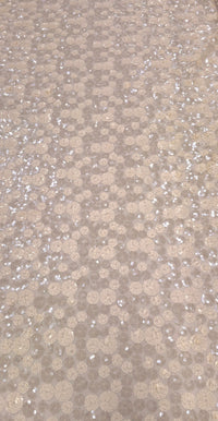Sequinned Tulle Floral Garden Cream