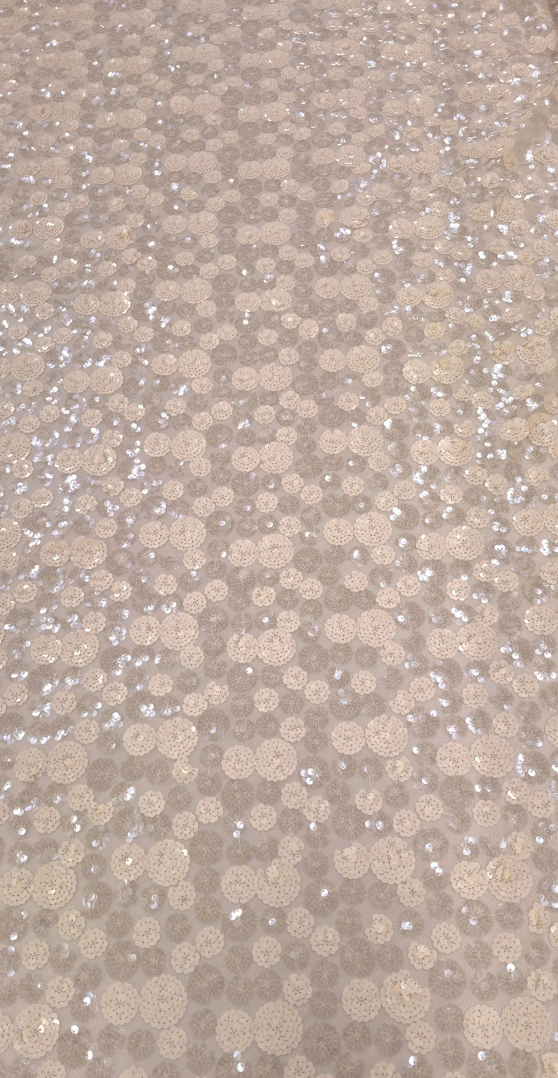 Sequinned Tulle Floral Garden Cream