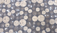Sequinned Tulle Floral Garden Cream
