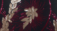 Sequinned Tulle Leafy Vine Berry