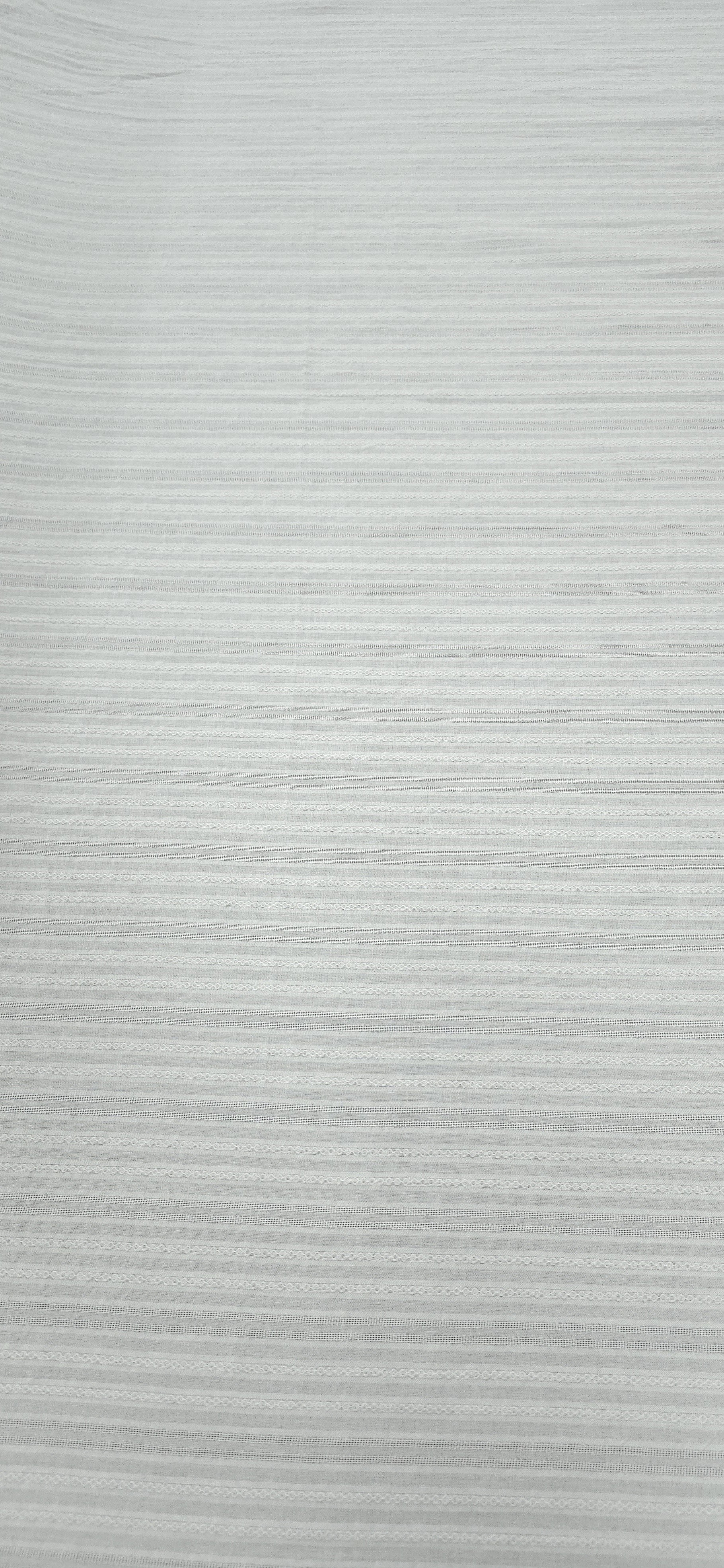 Cotton Stripe Medley Silk White