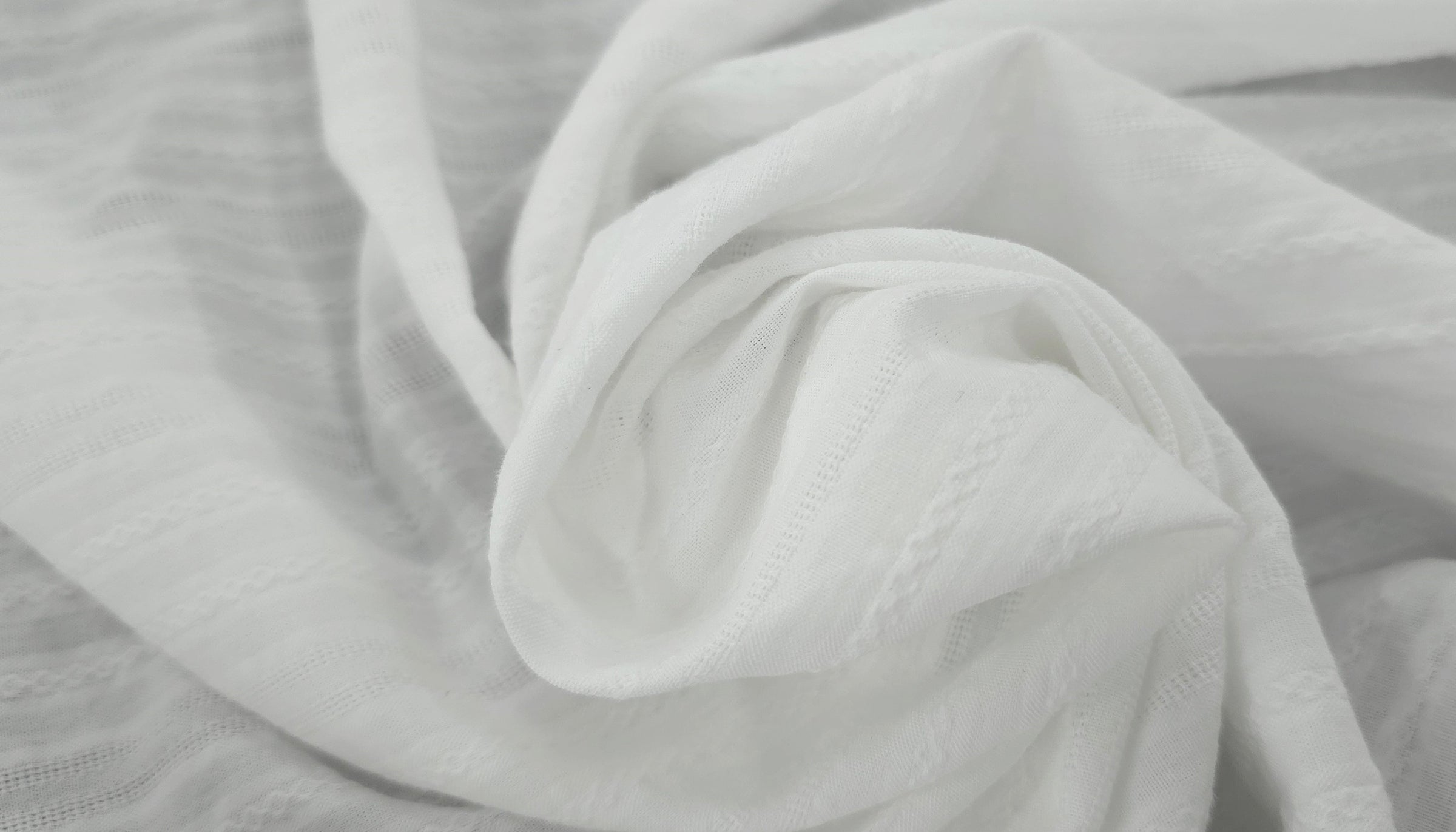 Cotton Stripe Medley Silk White