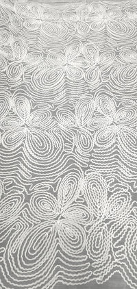 Ribbon Organza Floral Swirl Silk White