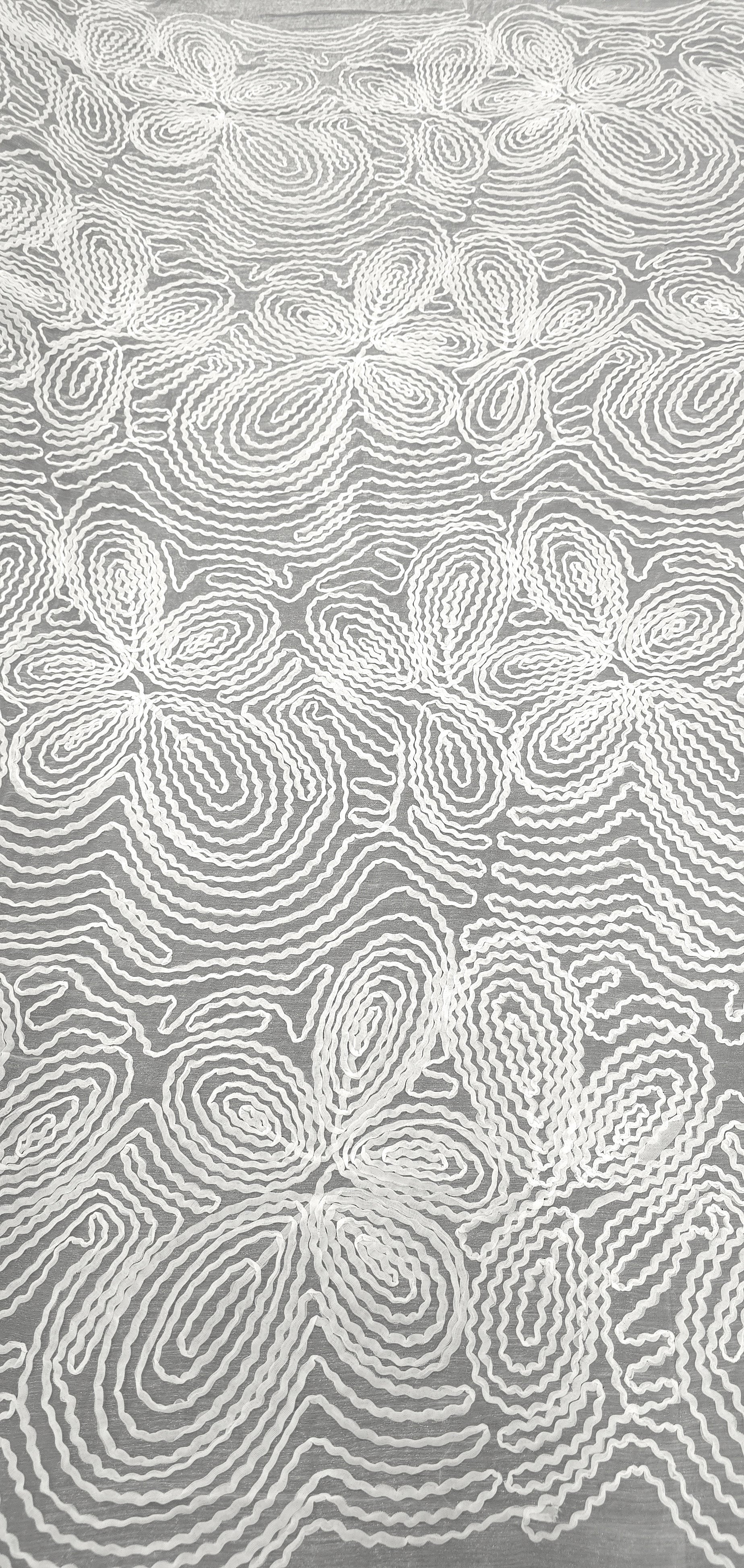 Ribbon Organza Floral Swirl Silk White