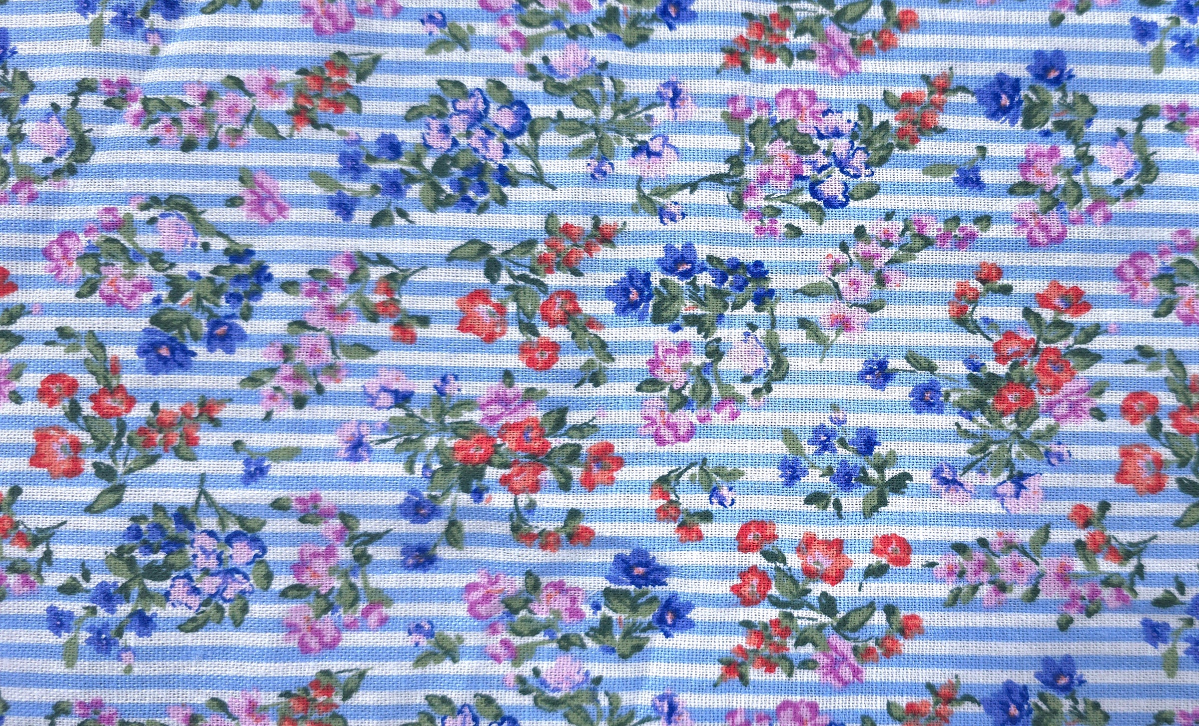 Printed Cotton Striped Floral