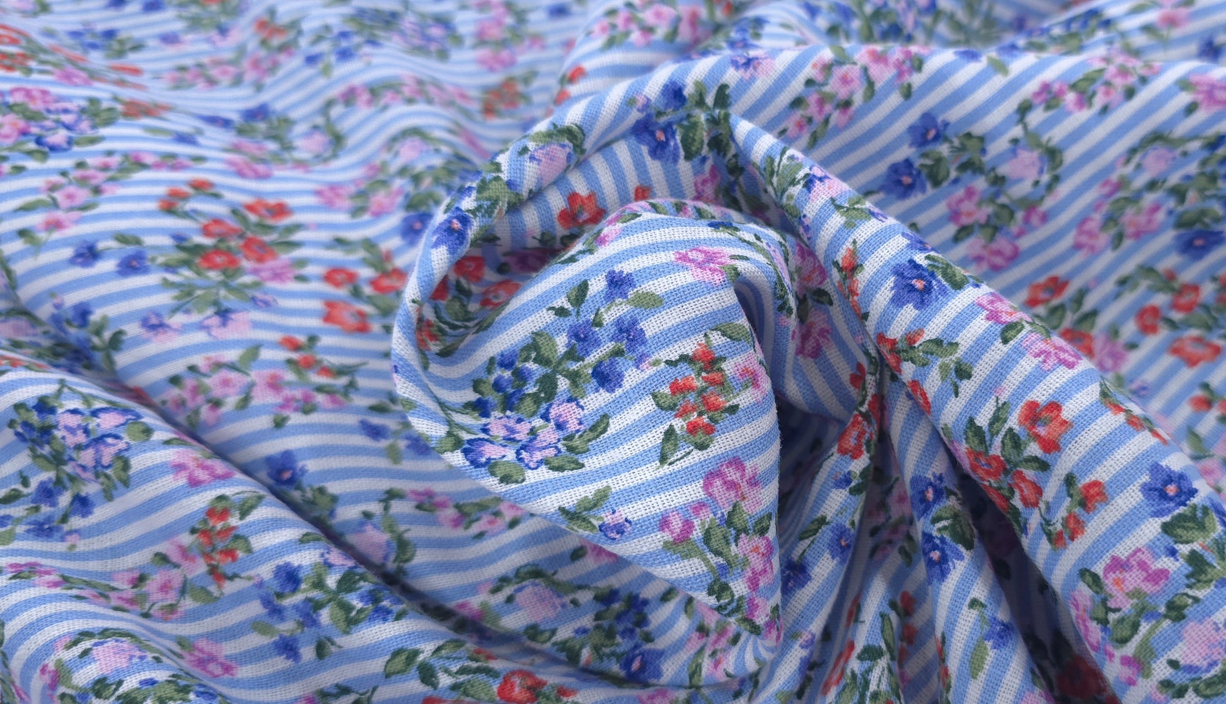 Printed Cotton Striped Floral