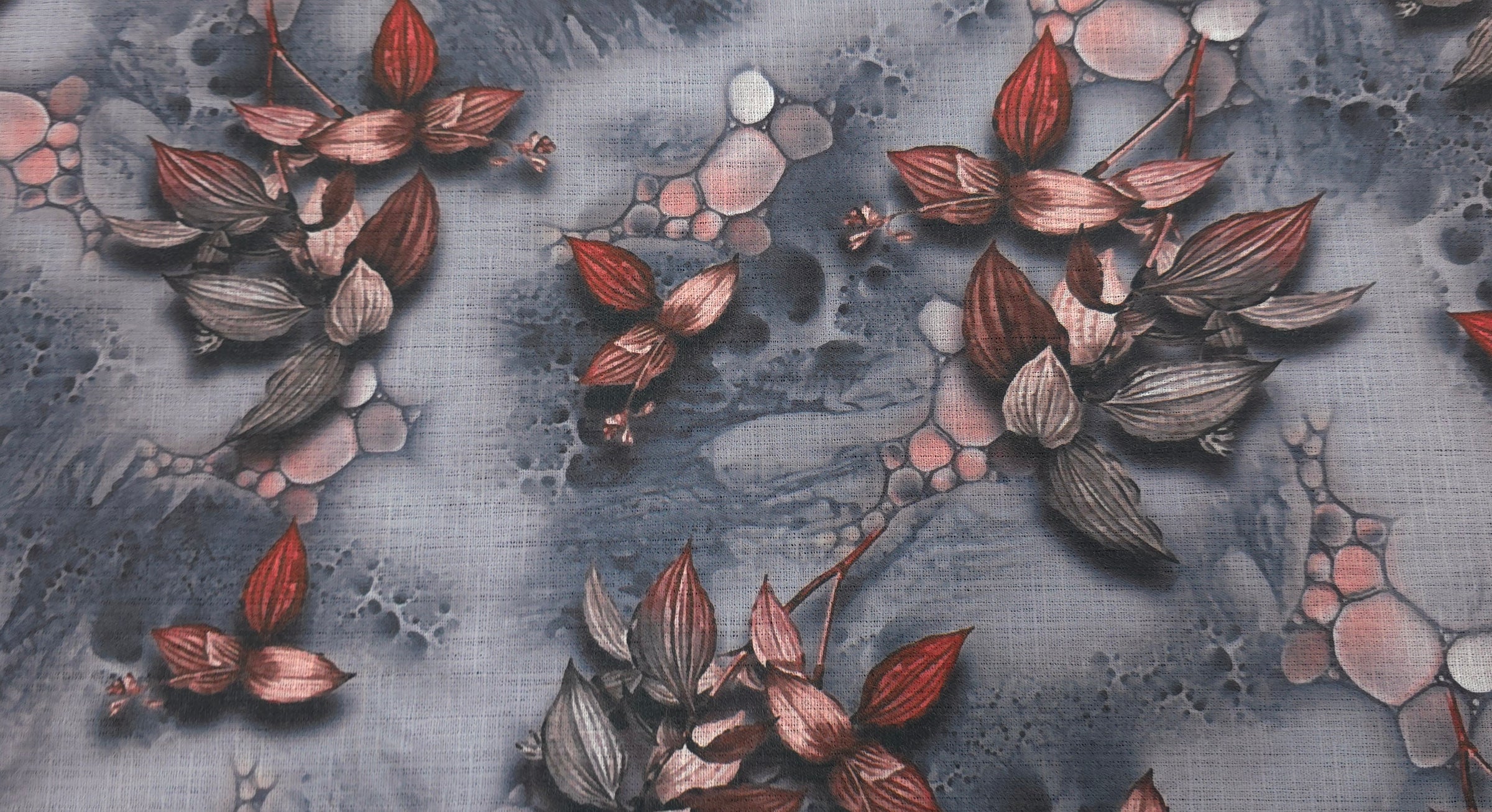 Linen Look Winter Leaves