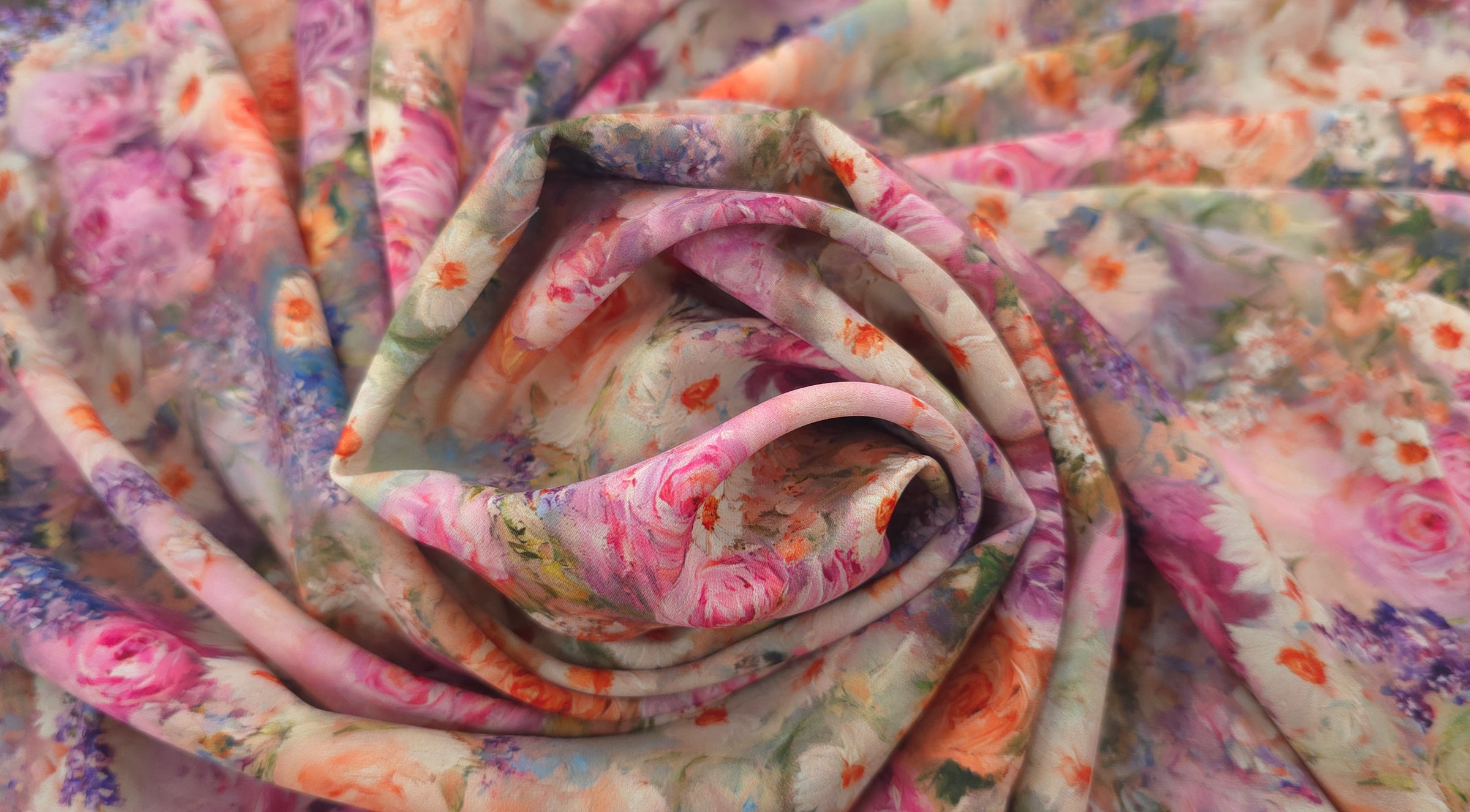 Woven Stretch Polyester Artistique Pink