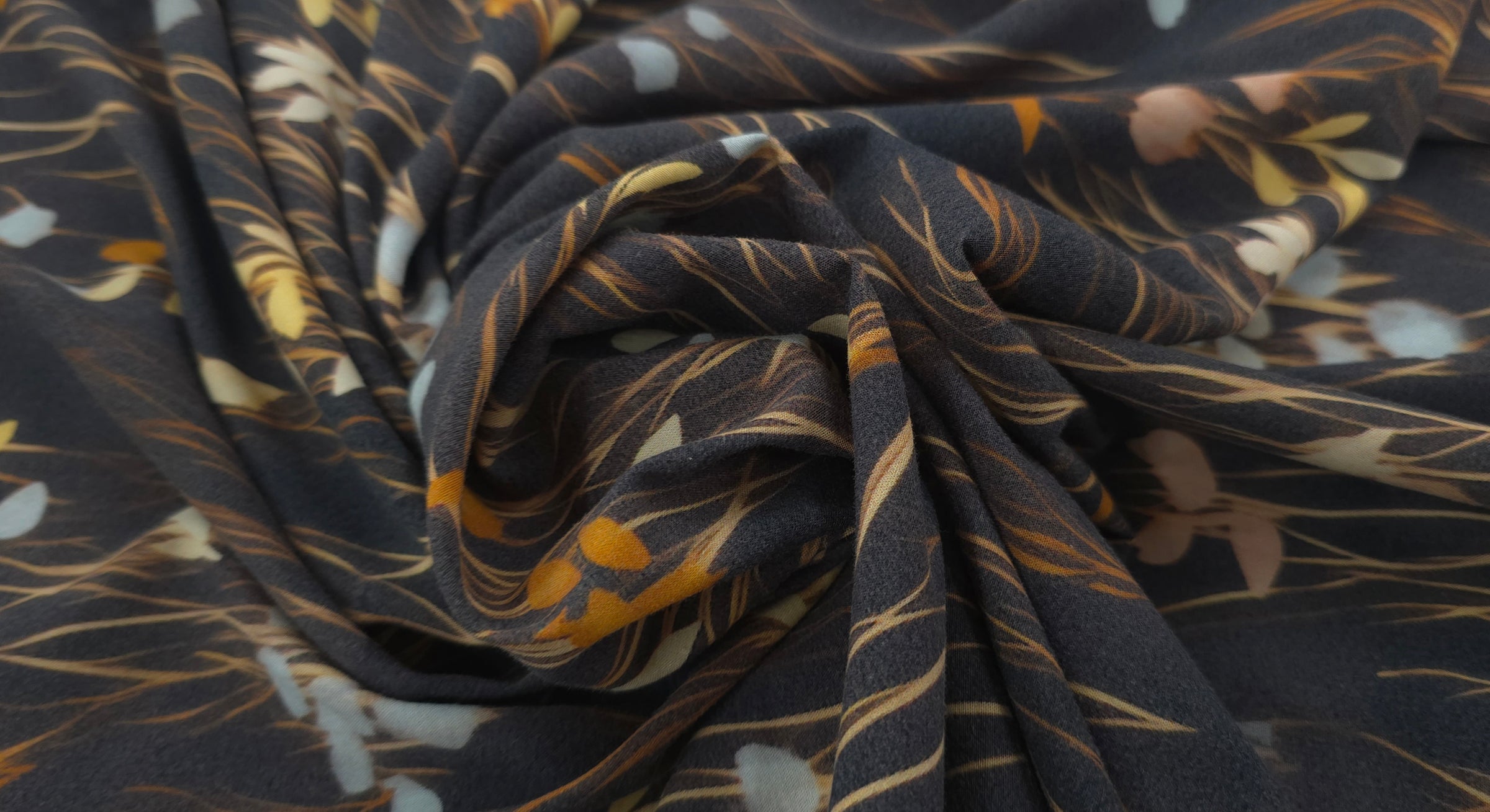 Woven Stretch Polyester Mystic Leaves