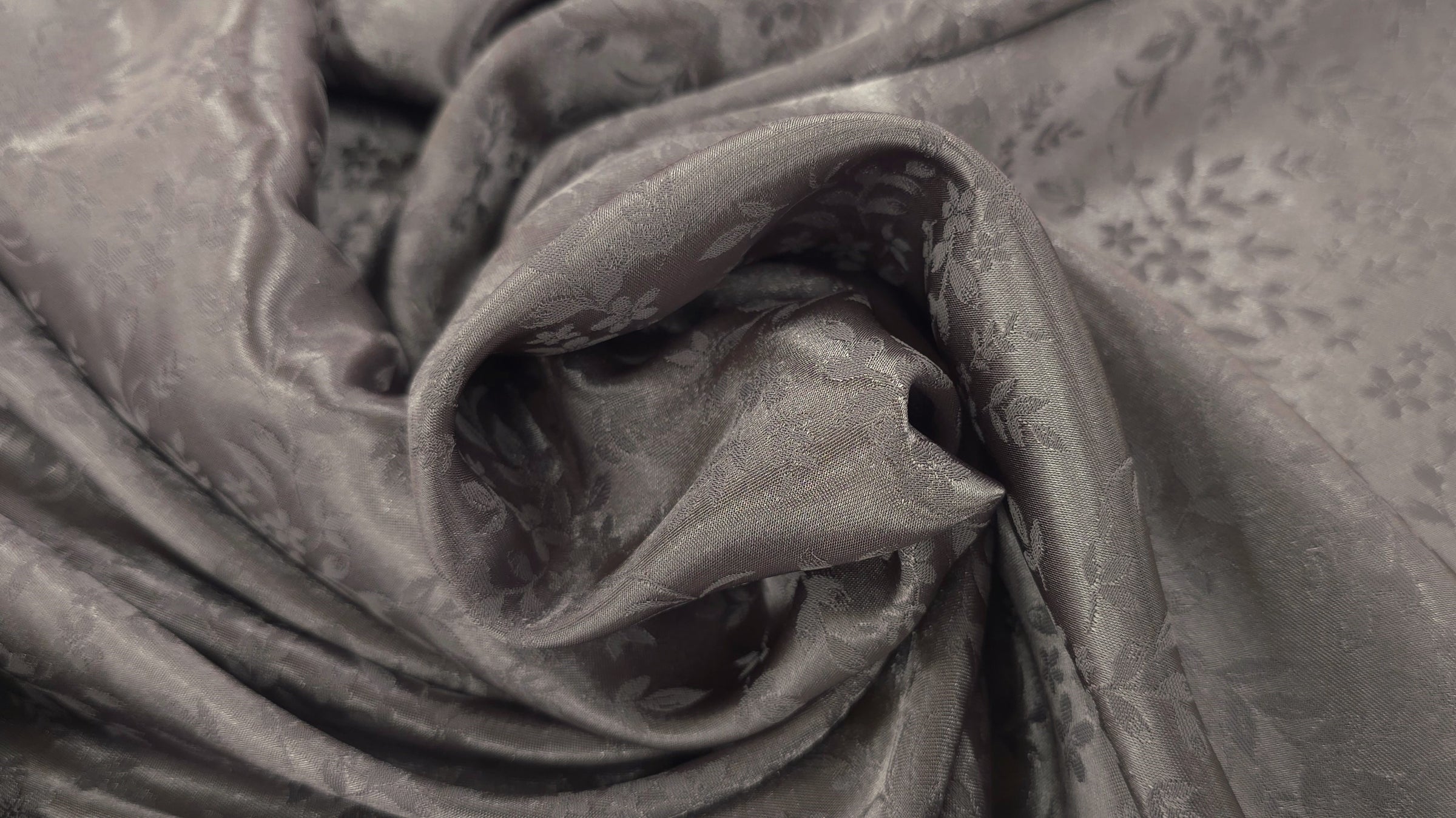 Embossed Polyester Grey Bouquet