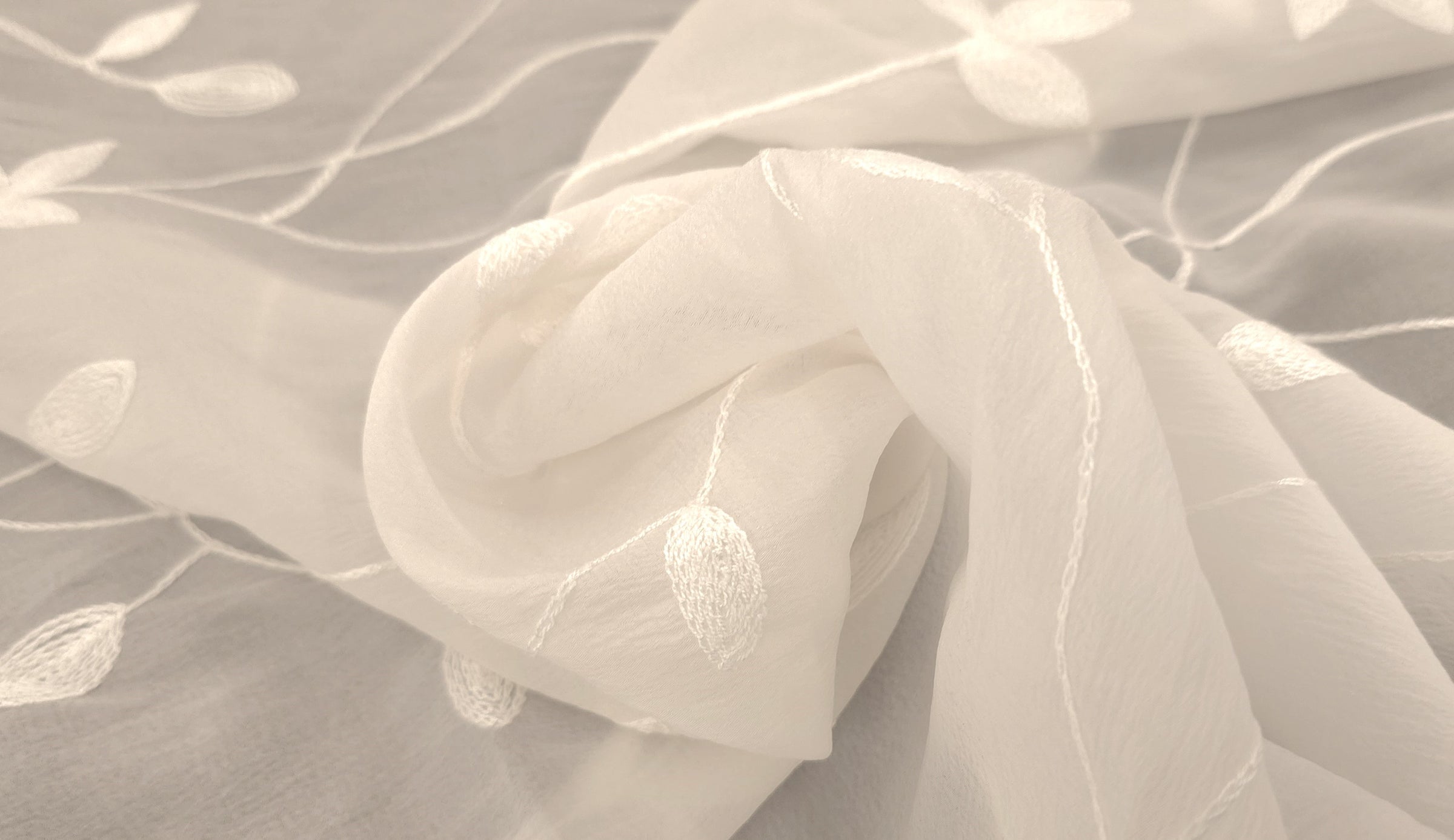 Embroidered Polyester Voile Vine
