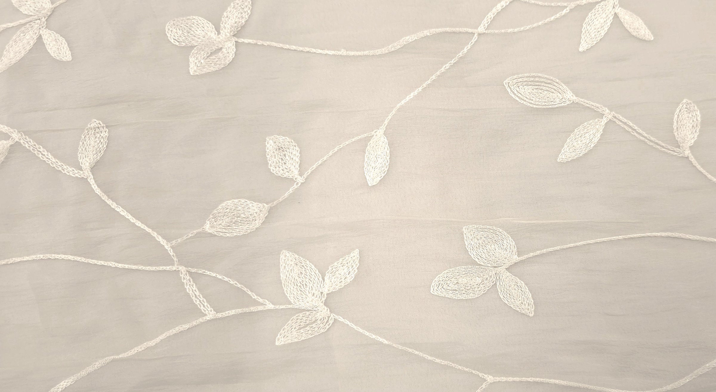 Embroidered Polyester Voile Vine