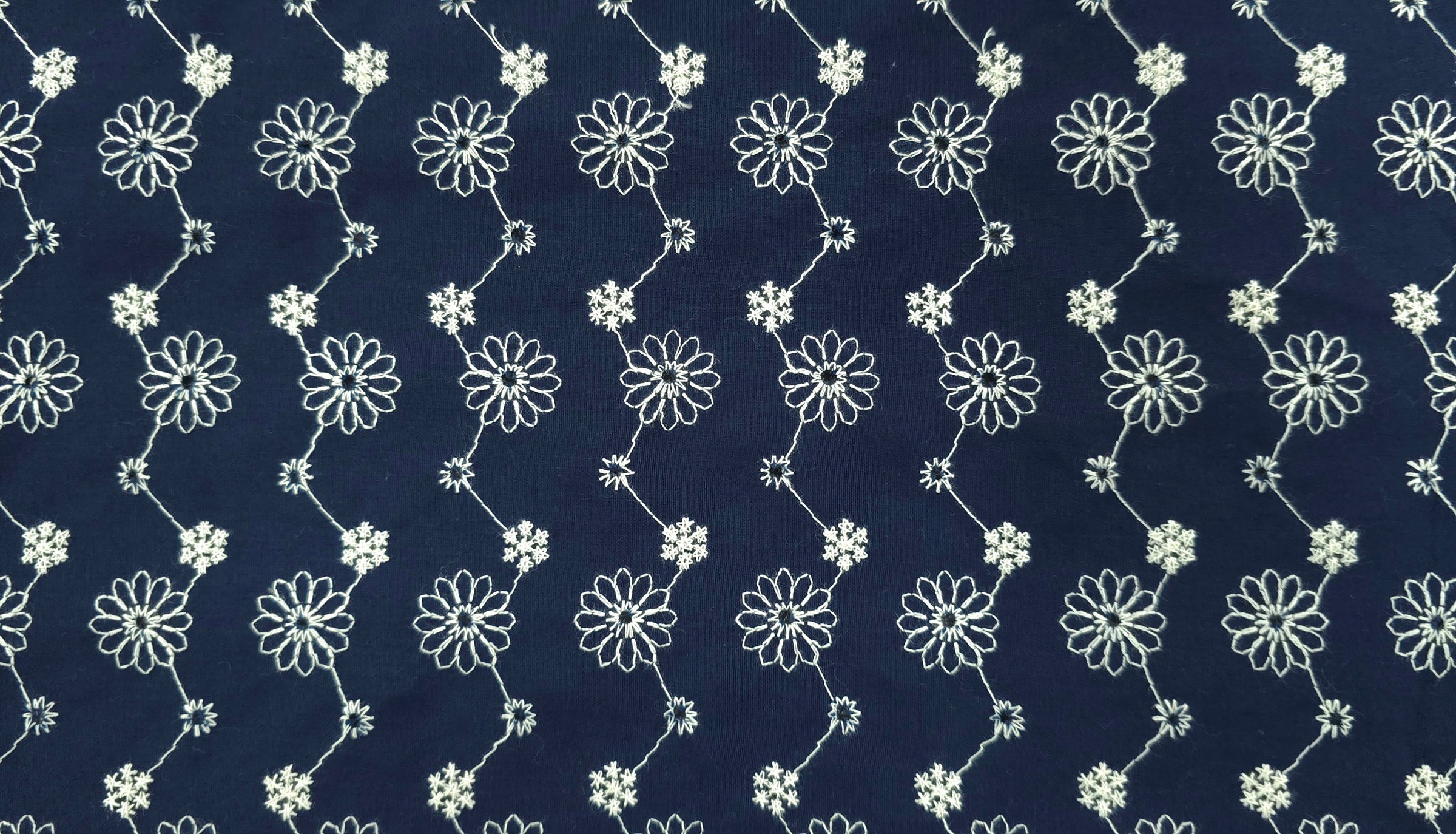 Embroidered Polyester Floral Zigzag