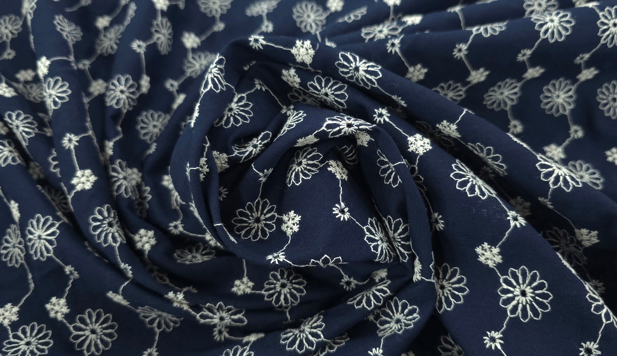 Embroidered Polyester Floral Zigzag