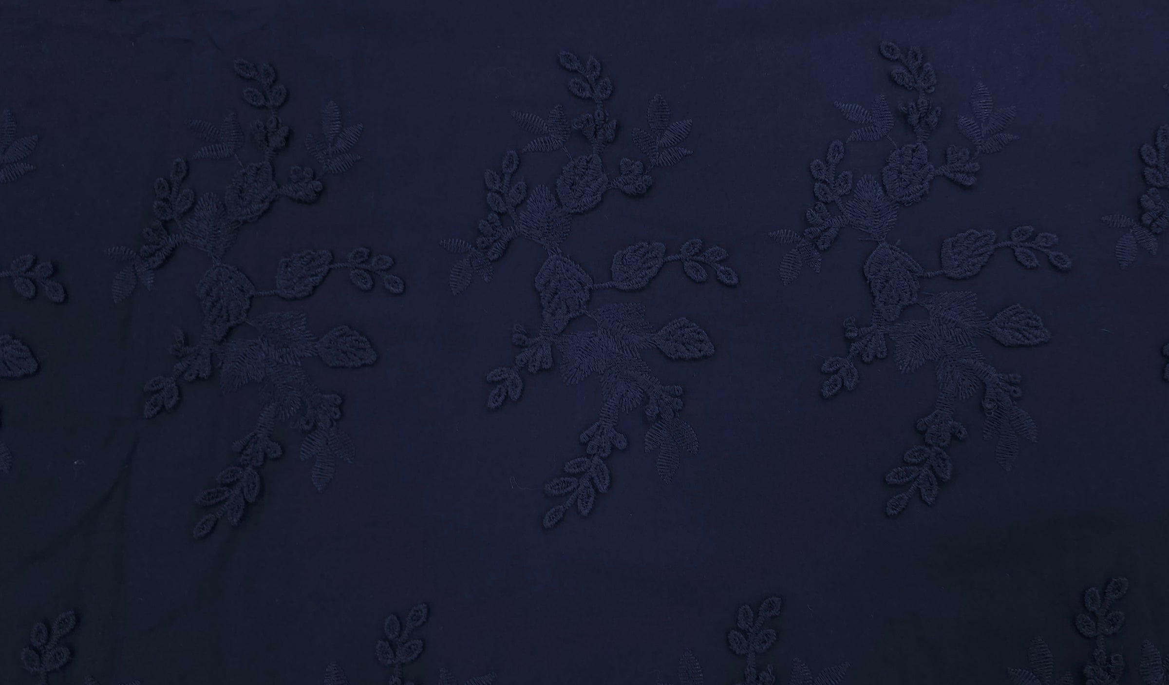 Embroidered Cotton 3D Floral Navy