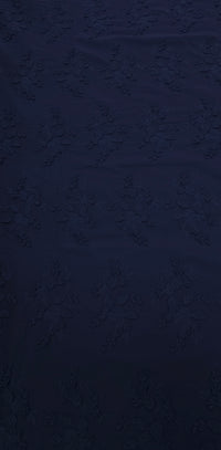 Embroidered Cotton 3D Floral Navy