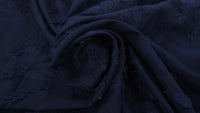Embroidered Cotton 3D Floral Navy