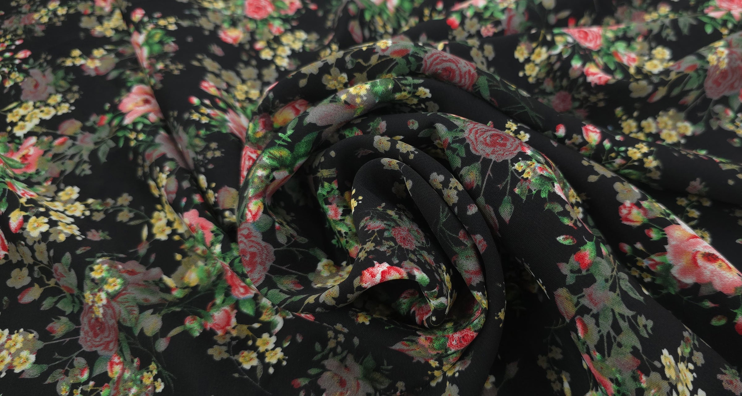 Woven Stretch Polyester Vintage Garden