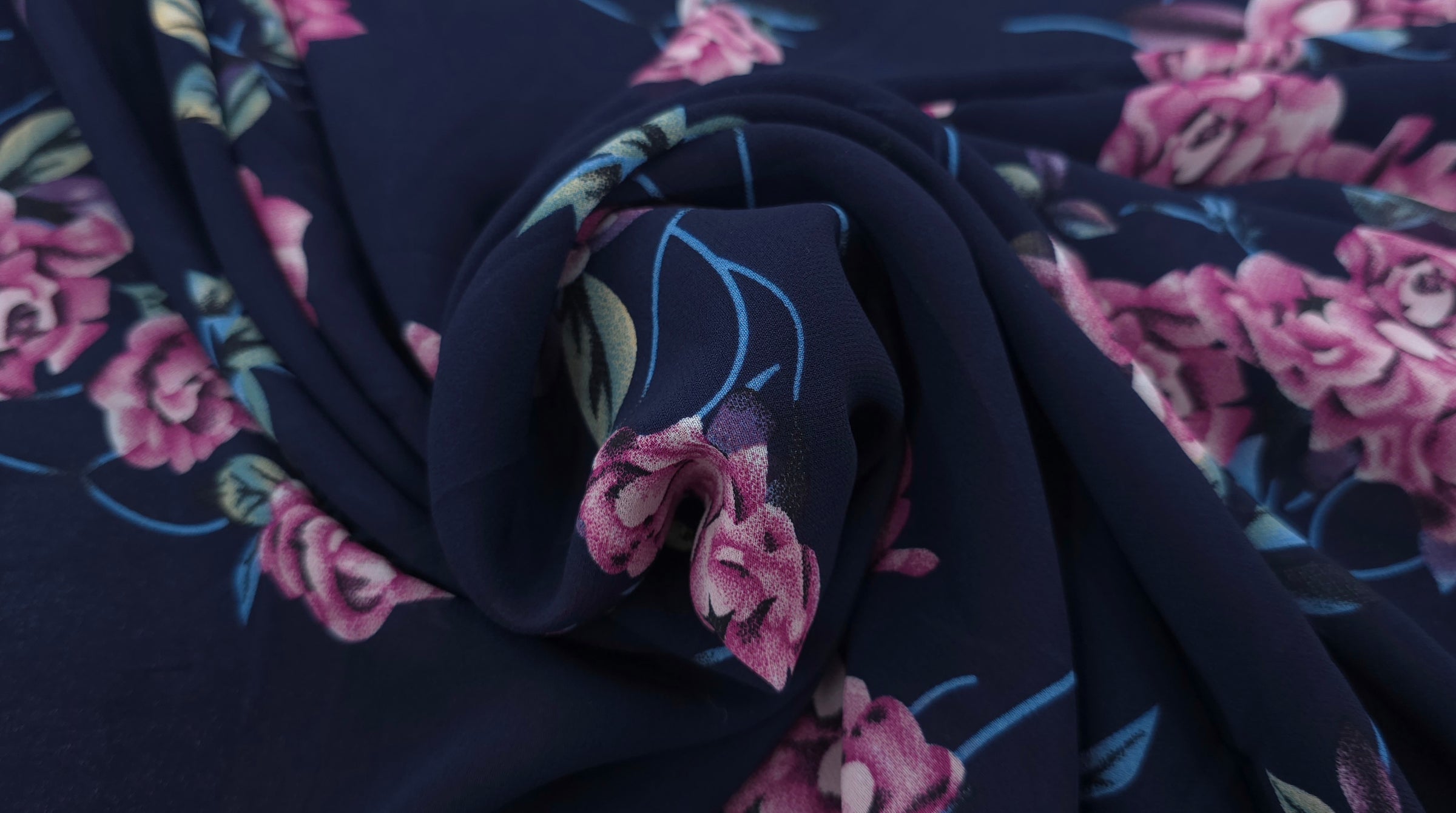 Woven Stretch Polyester Floral Bouquet