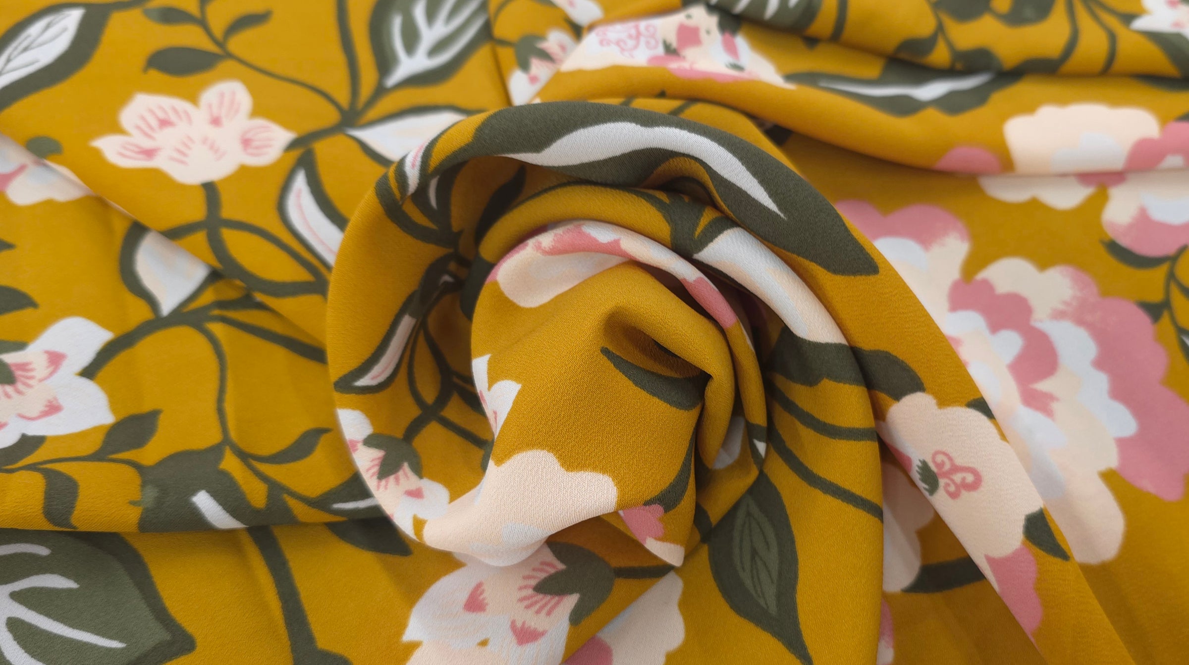 Printed Polyester Mustard Melody