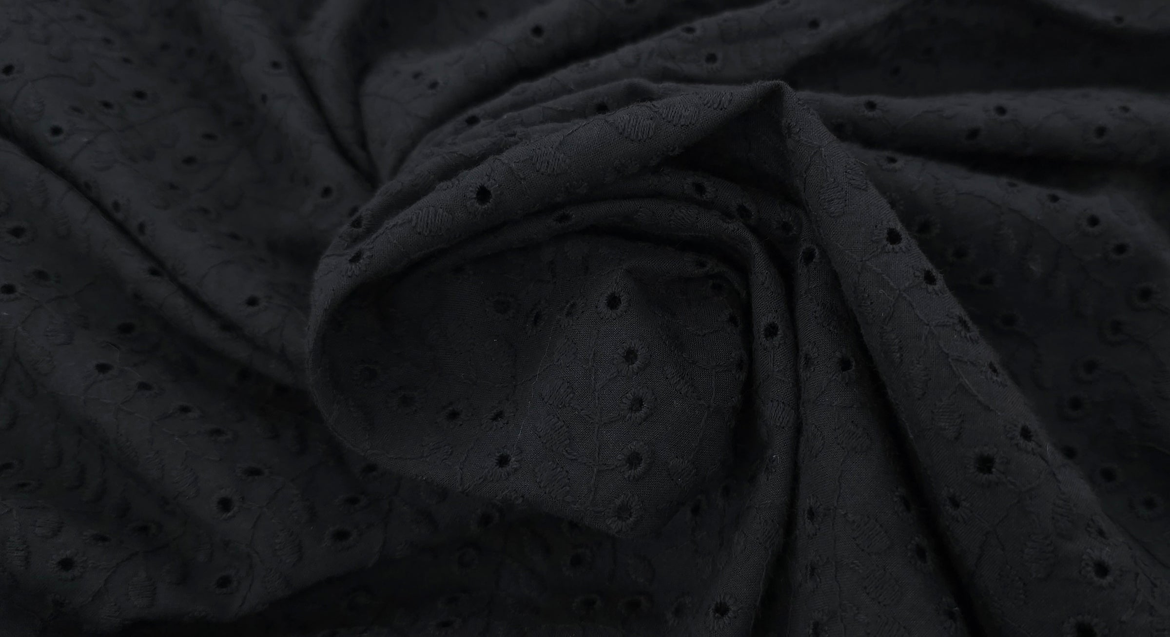 Embroidered Cotton Everlasting Black