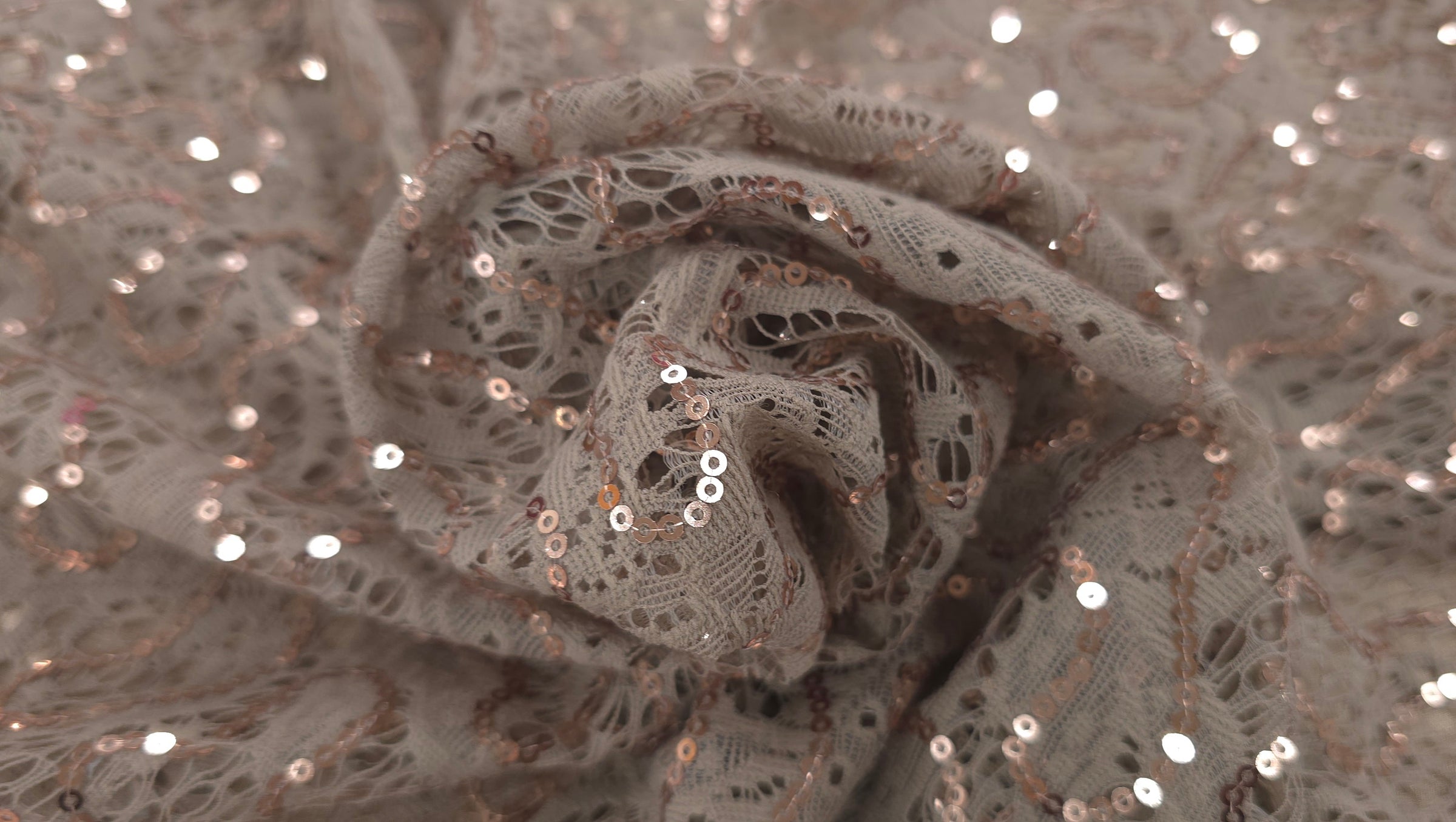 Sequinned Lace Mocha Swirl