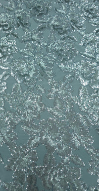 Sequinned Lace Majestic Duck Egg