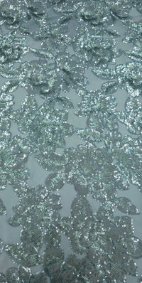 Sequinned Lace Majestic Duck Egg