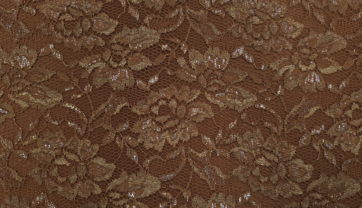 Lace Floral Lurex Brown