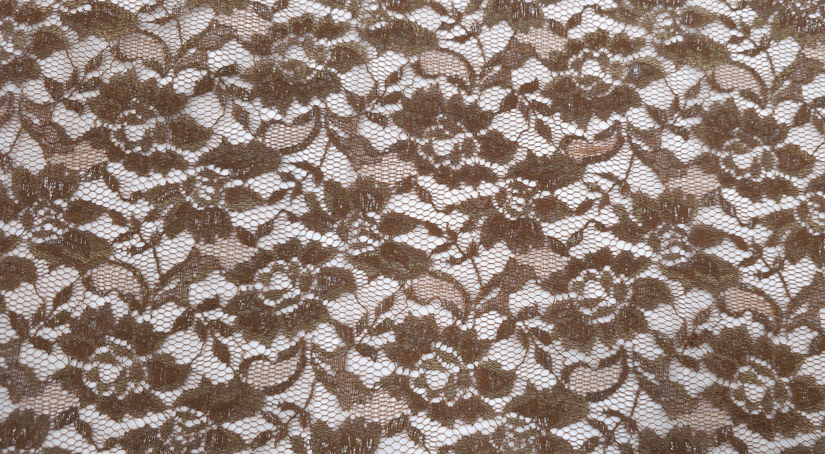 Lace Floral Lurex Brown